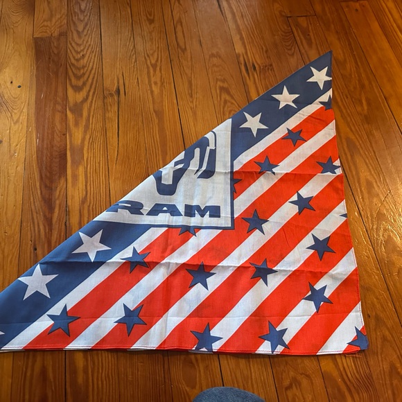 RAM Trucks USA Bandana Red White Blue American Flag Scarf Head Wrap Western - Picture 2 of 3